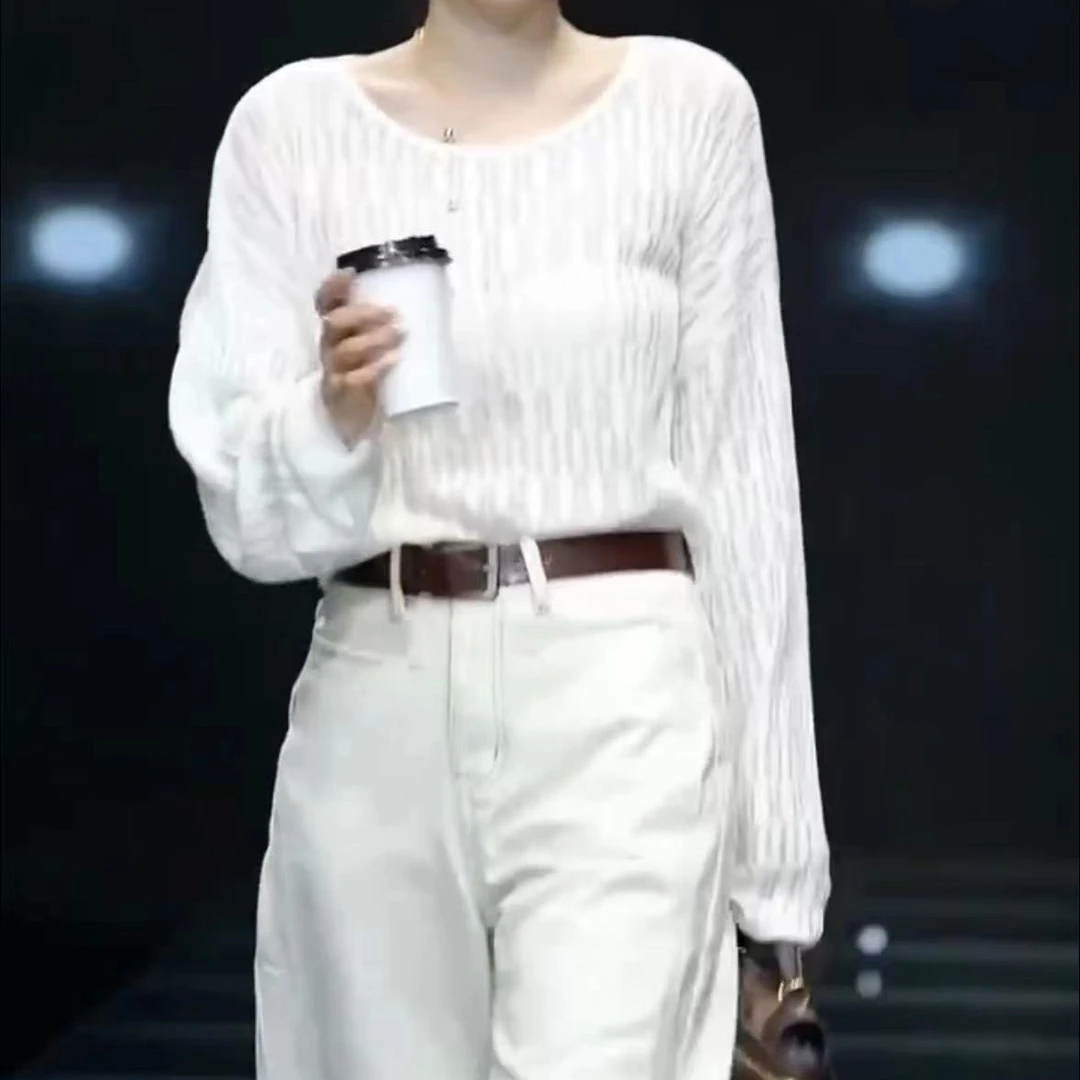 新款长期圆领宽松上衣高腰裤子女装-