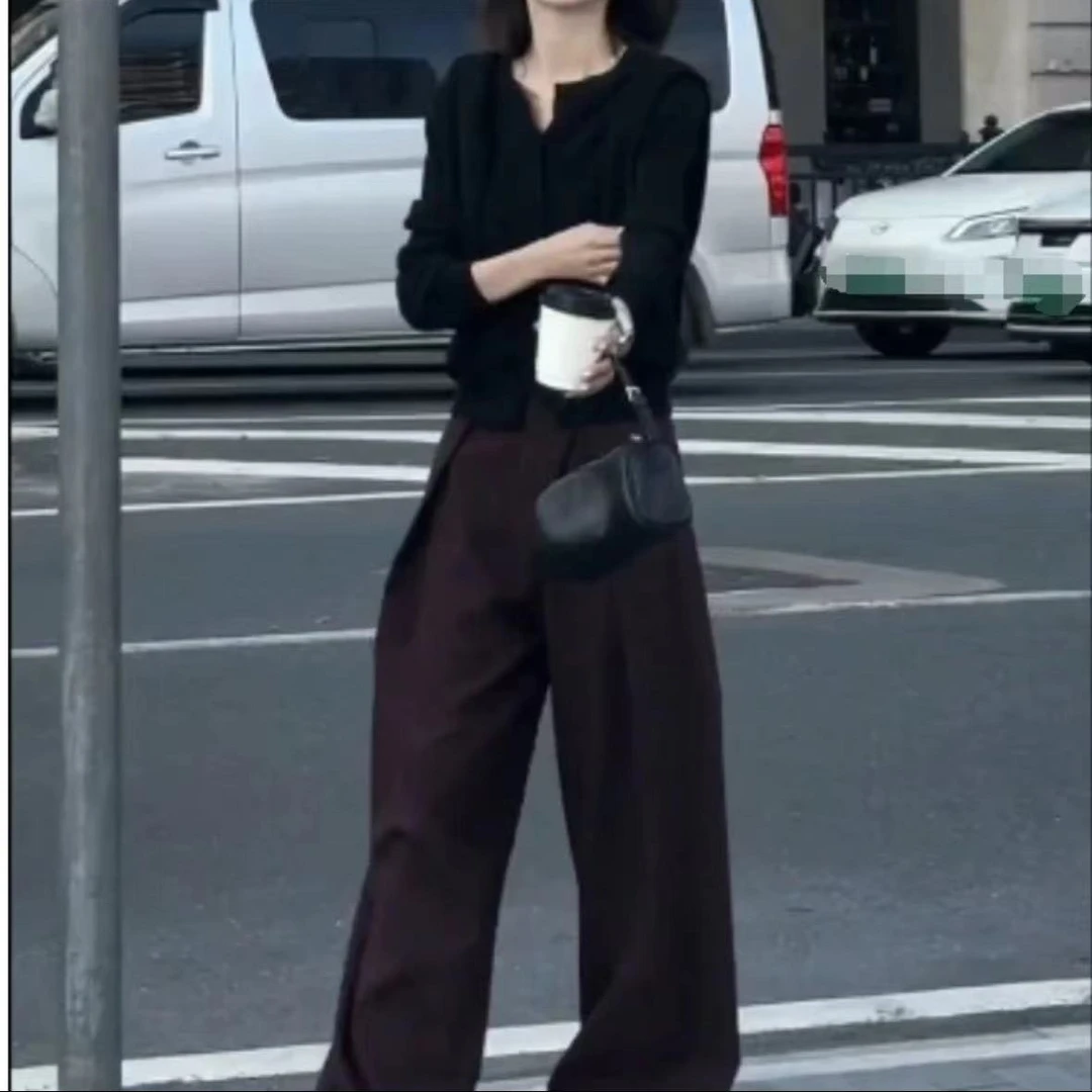 新款气质洋气开衫上衣休闲阔腿裤女装