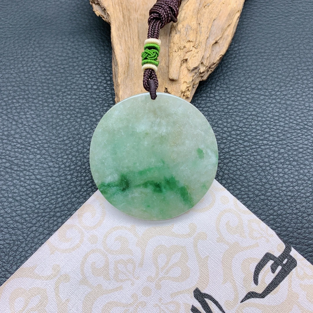 006~天然翡翠A货冰透精雕平安无事牌吊坠高贵精美诸事圆满挂件