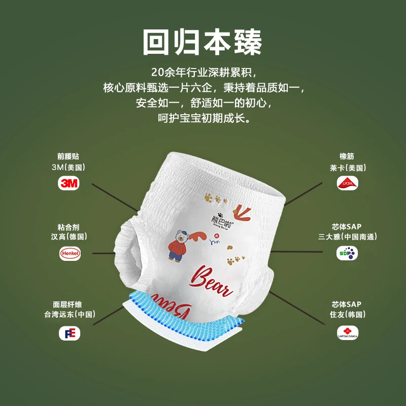 【拍4更划算】熊巴啦云感纸尿裤婴儿柔软尿不湿弱酸尿不湿纸尿裤