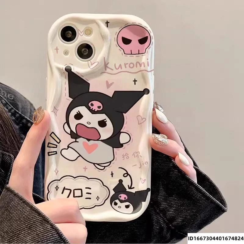 生气库洛米苹果15手机壳新款iPhone14Plus奶油纹13/12网红保护套