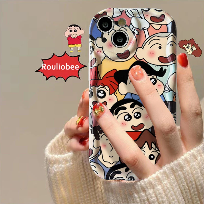 适用卡通小新iPhone14手机壳13苹果12promax防摔11耐脏x适用xr套8