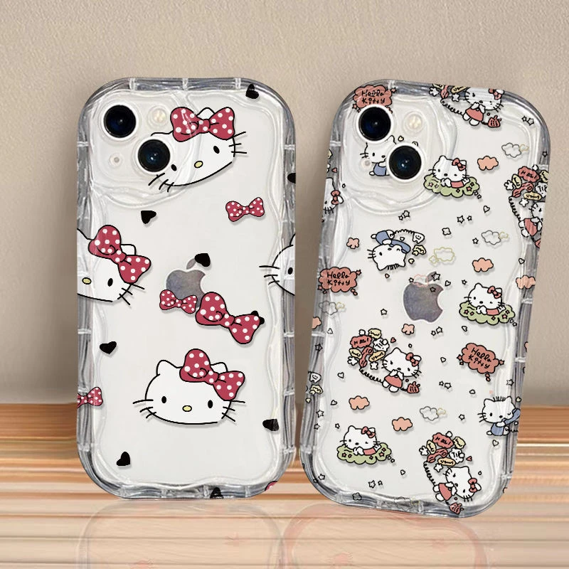 适用Kitty猫苹果14promax手机壳iPhone13/12/11奶油壳xr/xs透明8