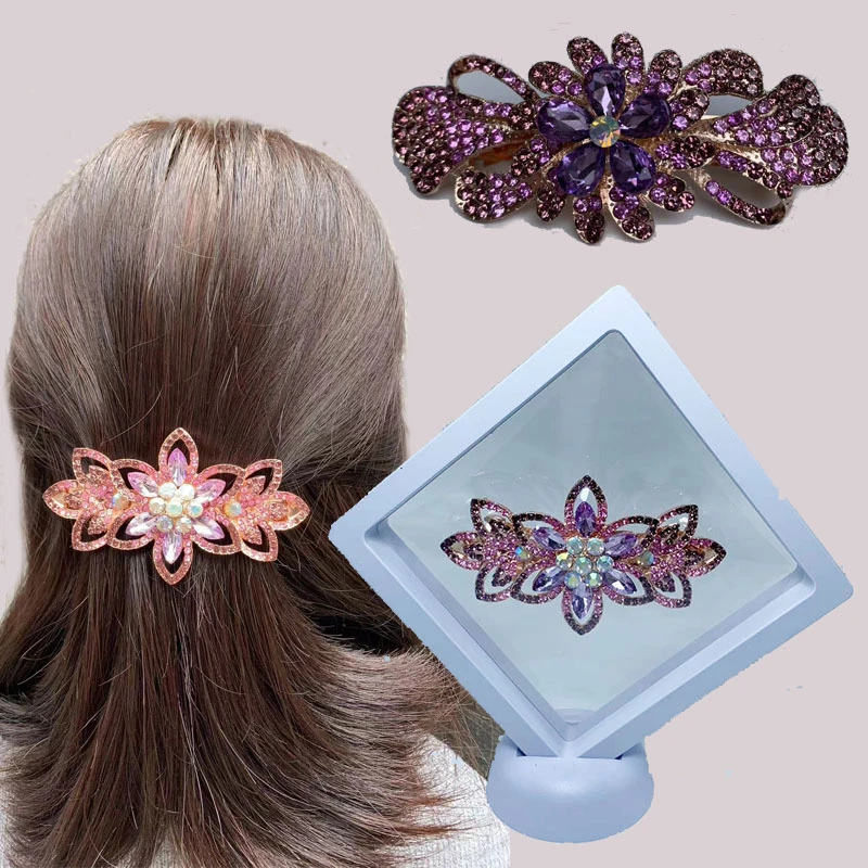 锌合金合成锆石发饰 水钻顶夹弹簧发卡韩版发夹水晶简约一字夹