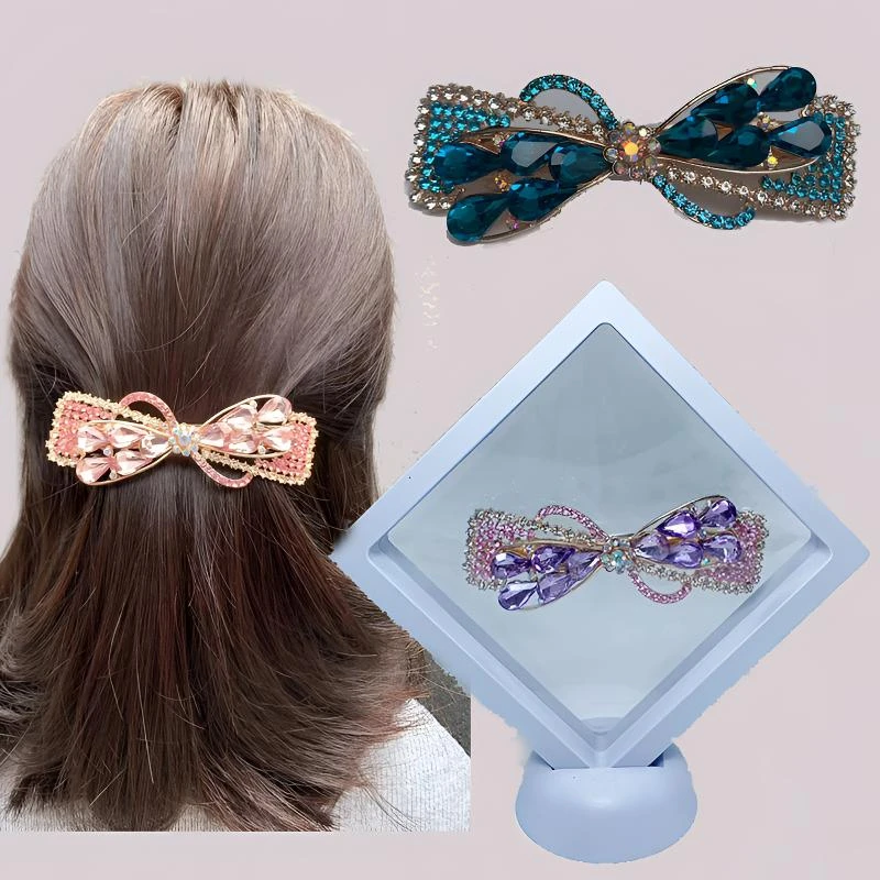 大号高级发夹水钻马尾弹簧夹发饰水晶发卡妈妈后脑勺一字夹子顶夹
