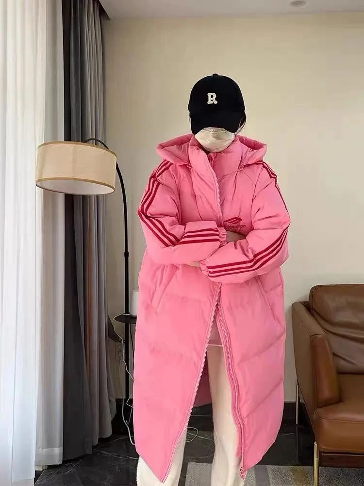 艾菜依羽绒羽绒服女冬季装中长款连帽加厚韩版宽松羽绒服面包服保