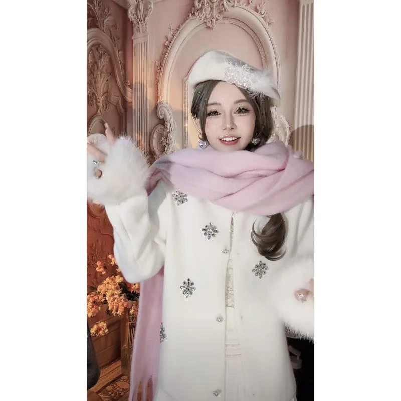 【崔】C0025冬季纯色毛绒围巾保暖加厚蓬松大围巾情侣款雾霾蓝