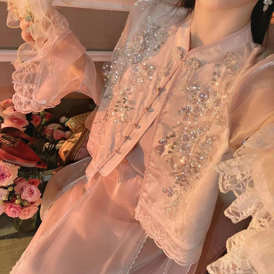 【崔】呓语江南上衣 复古新中式欧根纱上衣重工高定绣花外套11900