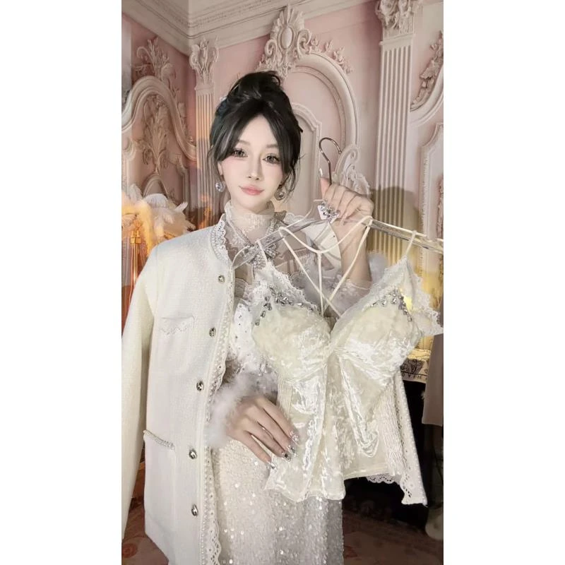 【崔】D0009蕾丝拼接金丝绒吊带背心女显瘦美背内搭无袖上衣