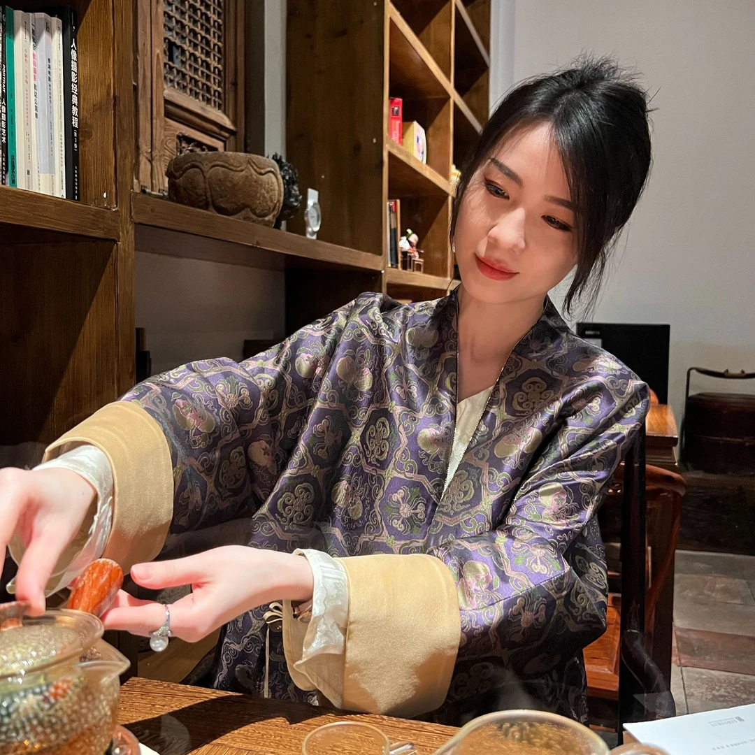 JJGF新中式女春季短外套复古中国风提花气质休闲长袖秋季短款显瘦