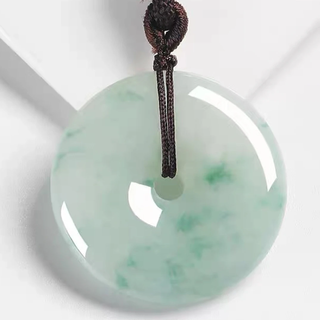 翡翠平安扣时尚百搭简约项坠情侣气质绿色玉佩挂件真玉多样性发货