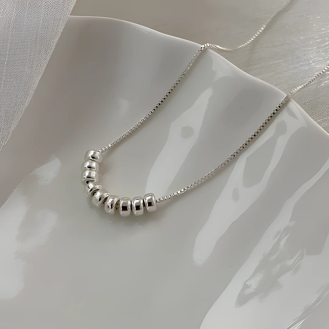 坠链均足银 纯银轻奢风小众设计感小珠子锁骨链百搭气质简约颈链