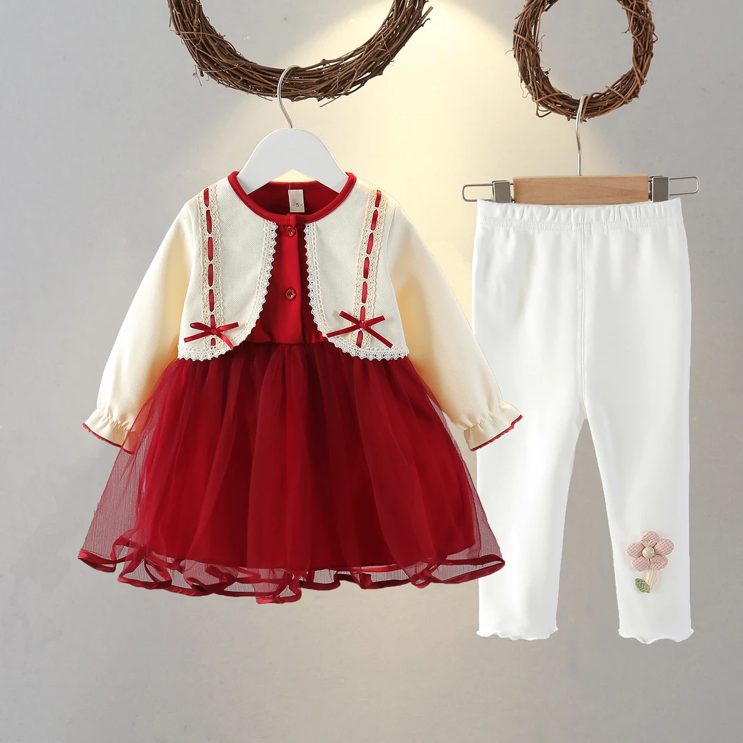 一周岁女童连衣裙儿童公主裙宝宝生日春秋季两件套婴幼儿1-2-3岁4