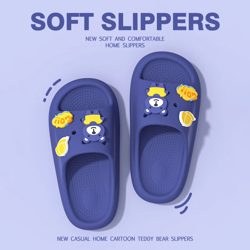 新款小熊卡通拖鞋软底女防滑洗澡家居室内外穿凉拖夏季男可爱情侣