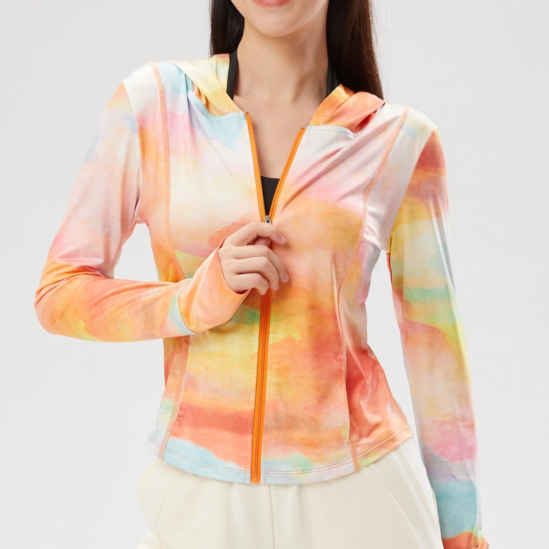 科里芙运动防晒衣薄荷曼波跑步瑜伽连帽外套瑜伽户外运动健身抗菌