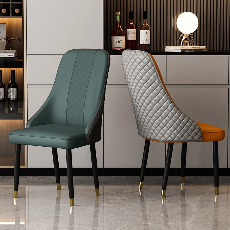 后现代北欧轻奢餐椅家用软包酒店餐桌椅休闲餐厅简约皮革靠背椅子