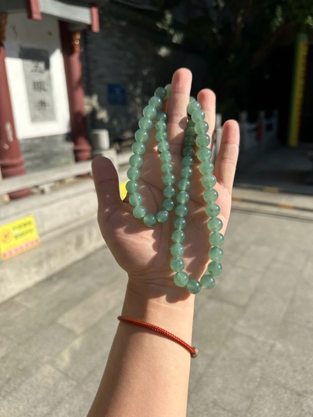 天然缅甸翡翠A货晴水珠链