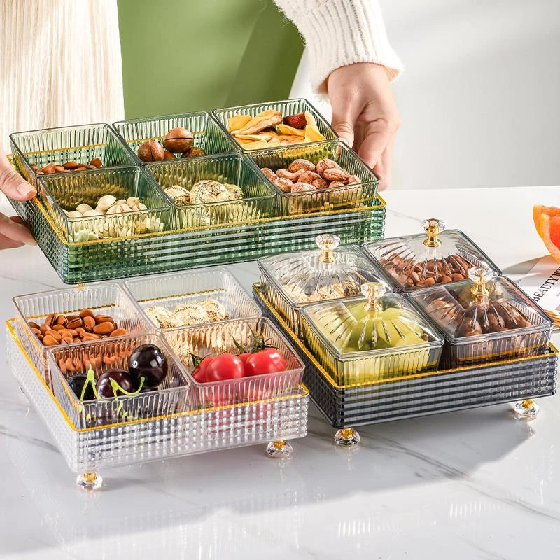 水果盘家用客厅茶几坚果干果收纳盒糖果盒新款点心零食摆放盘分格