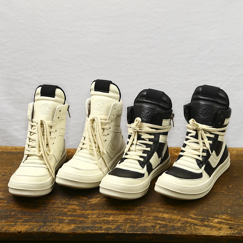 2024秋冬新款潮牌男女同款休闲高帮时尚真皮男英伦运动鞋靴21016
