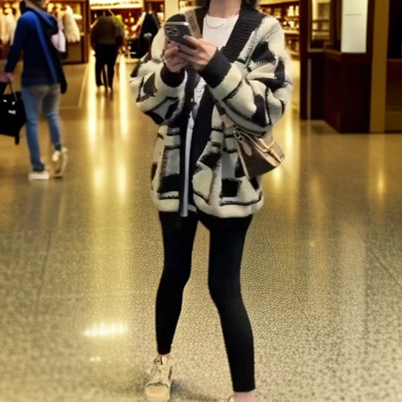 001秋冬新款爆款宽松高级感慵懒风针织开衫毛衣女