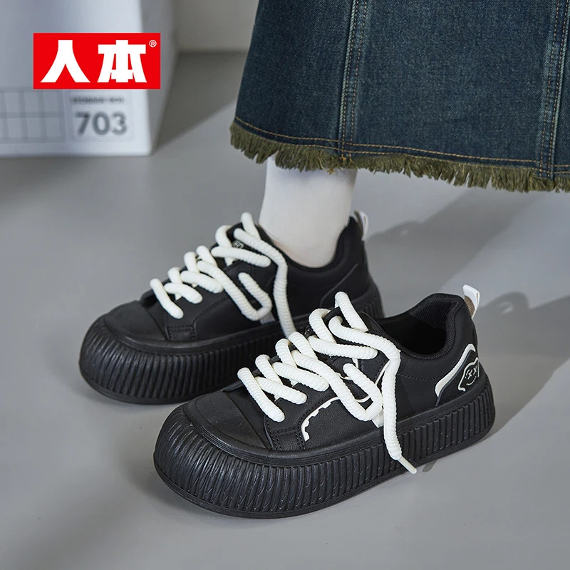 人本爆款小白鞋2024新款春季厚底休闲ins百搭板鞋学生轻便运动潮