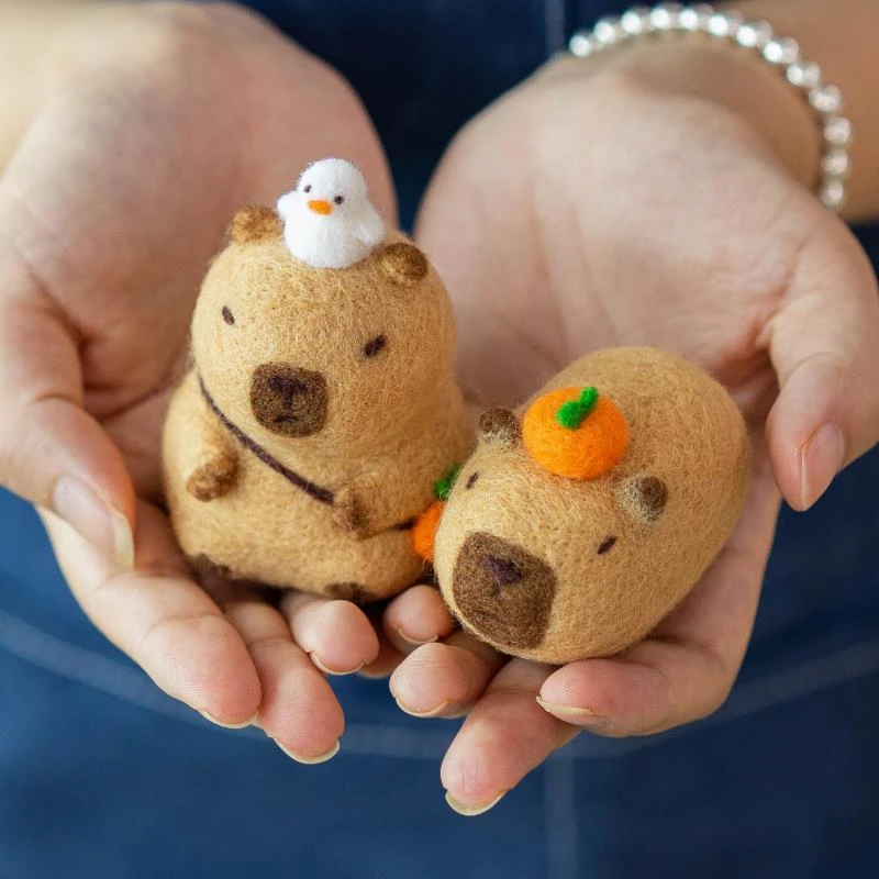 羊毛毡戳戳乐diy材料包扎扎乐手工自制钥匙扣玩偶挂饰送礼物水豚