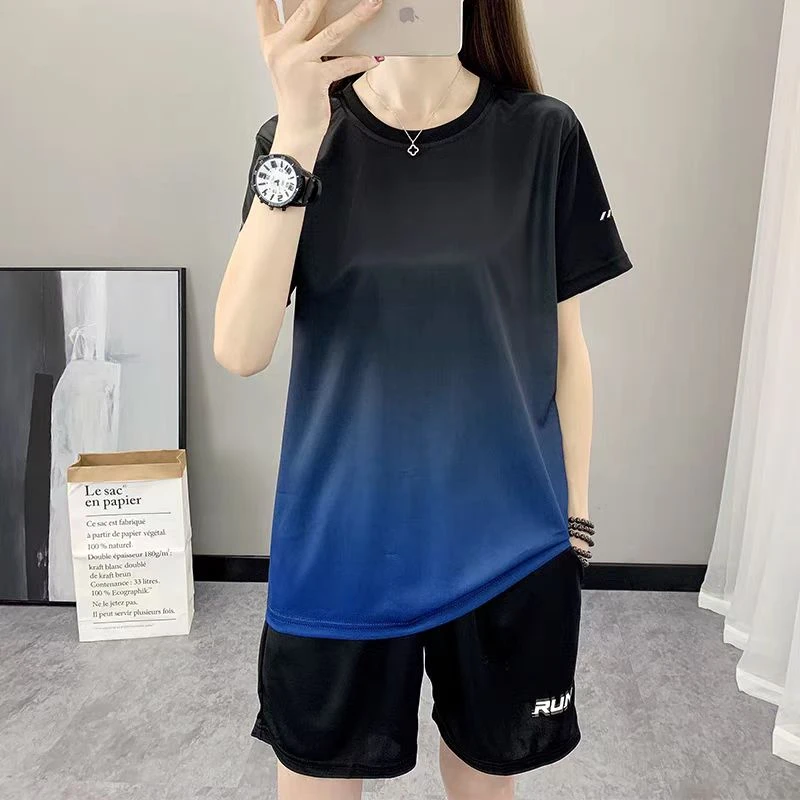 冰凉透气休闲运动速干吸汗健身短袖跑步套装(E1-2)2039