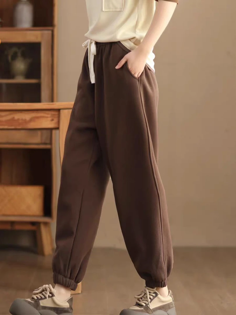 重磅刺绣！高级感松紧腰时尚百搭休闲束脚卫裤Q241(A2)