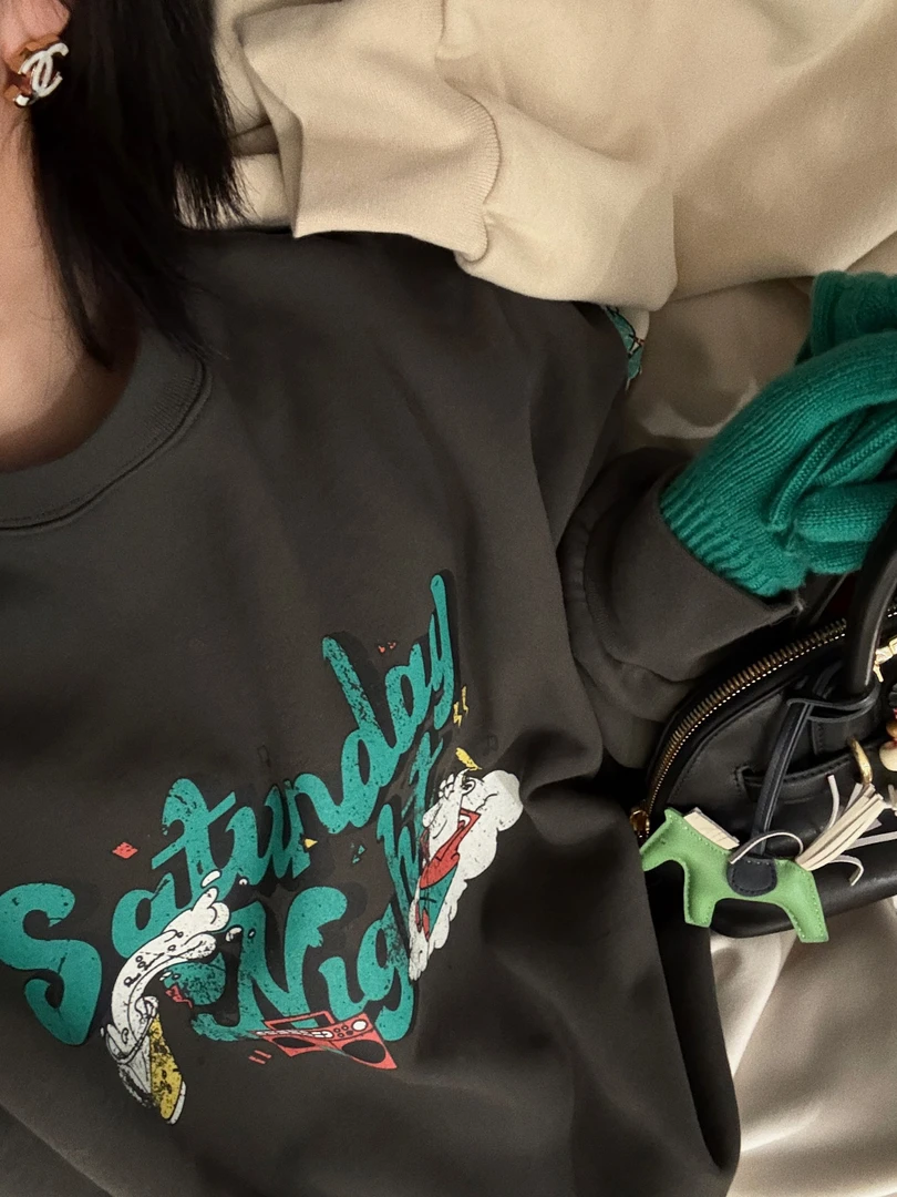 【加绒卫衣】加厚加绒廓形显瘦图案卫衣 J24W656