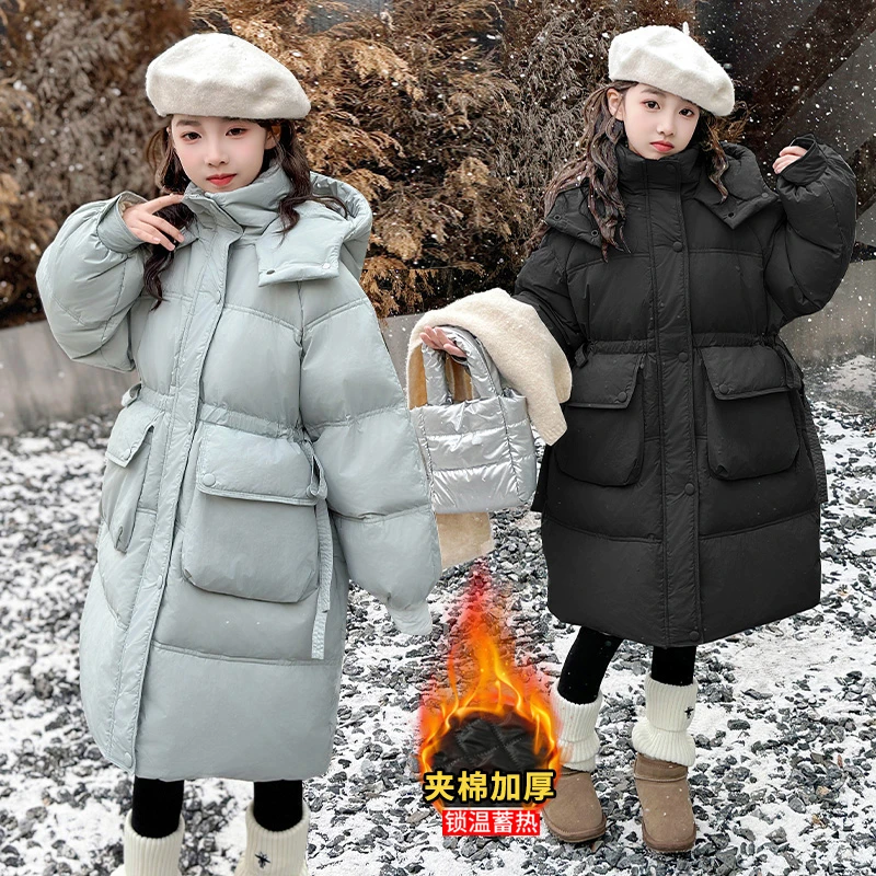 女童棉服冬装外套2024新款女大童羽绒棉衣儿童冬季加厚中长款棉袄