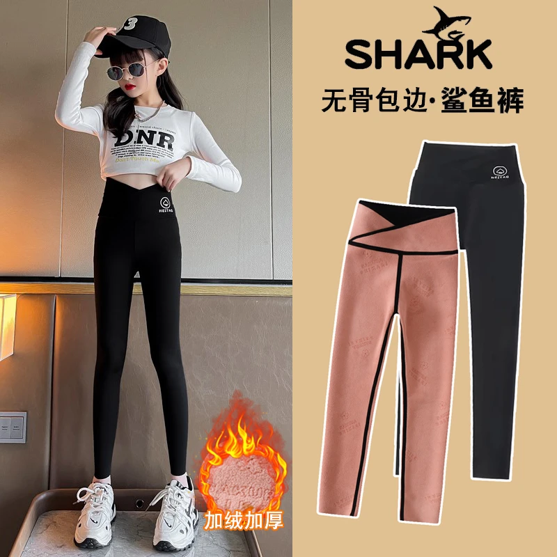 女童薄款鲨鱼裤春秋装2025新款女大童外穿打底裤儿童一体绒芭比裤