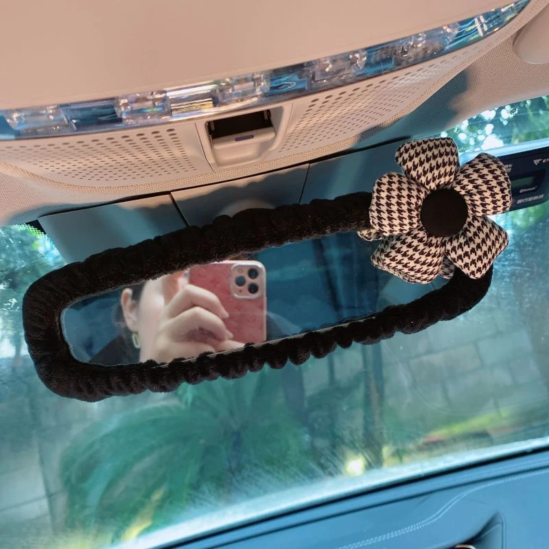 新款可爱汽车后视镜套花朵车上倒车镜套韩国女通用手刹排挡套装饰