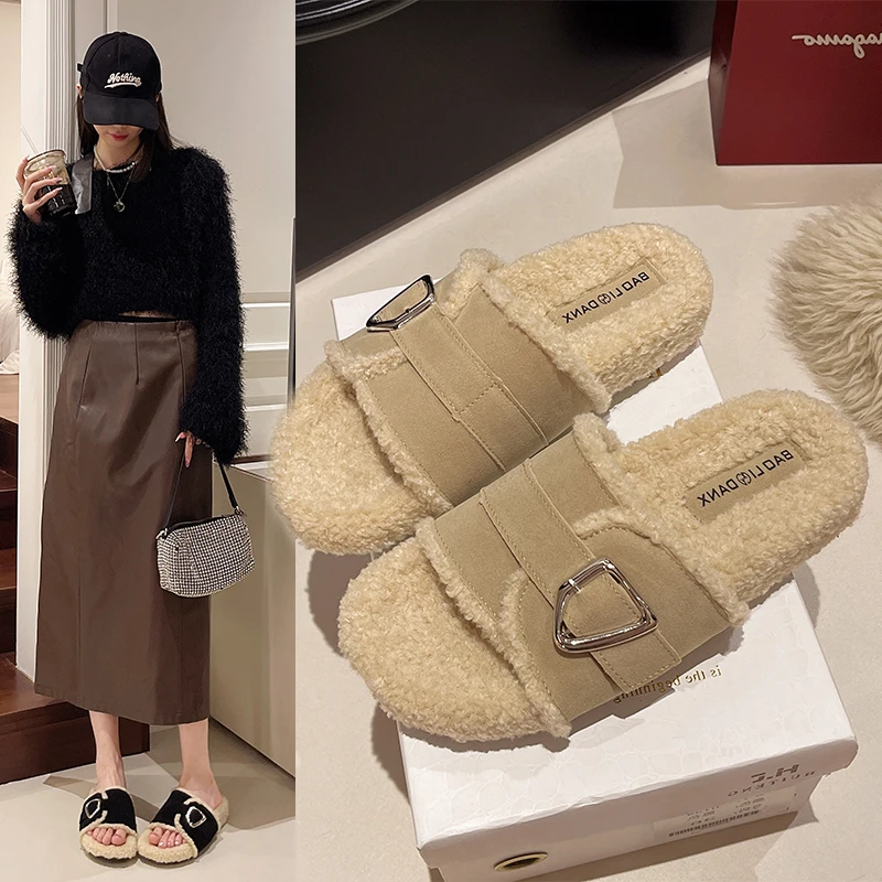 2024舒适时尚棕色优质简约个性耐磨轻盈日常外穿毛托黑色