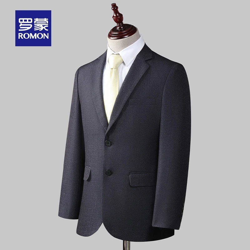罗蒙男士纯色休闲西服2025春季新款时尚修身单西外套商务职业西装