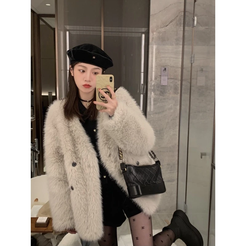 FF BLUE小富婆来咯 毛茸高性价比时尚环保皮草仿貂毛毛外套女秋冬