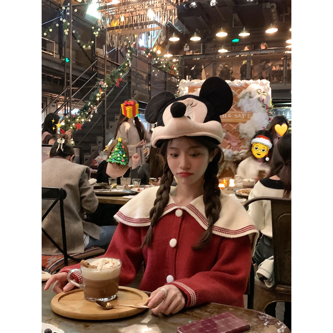 清 FF BLUE  圣诞告白夜 海军领学院风针织毛衣翻领宽松毛针织衫