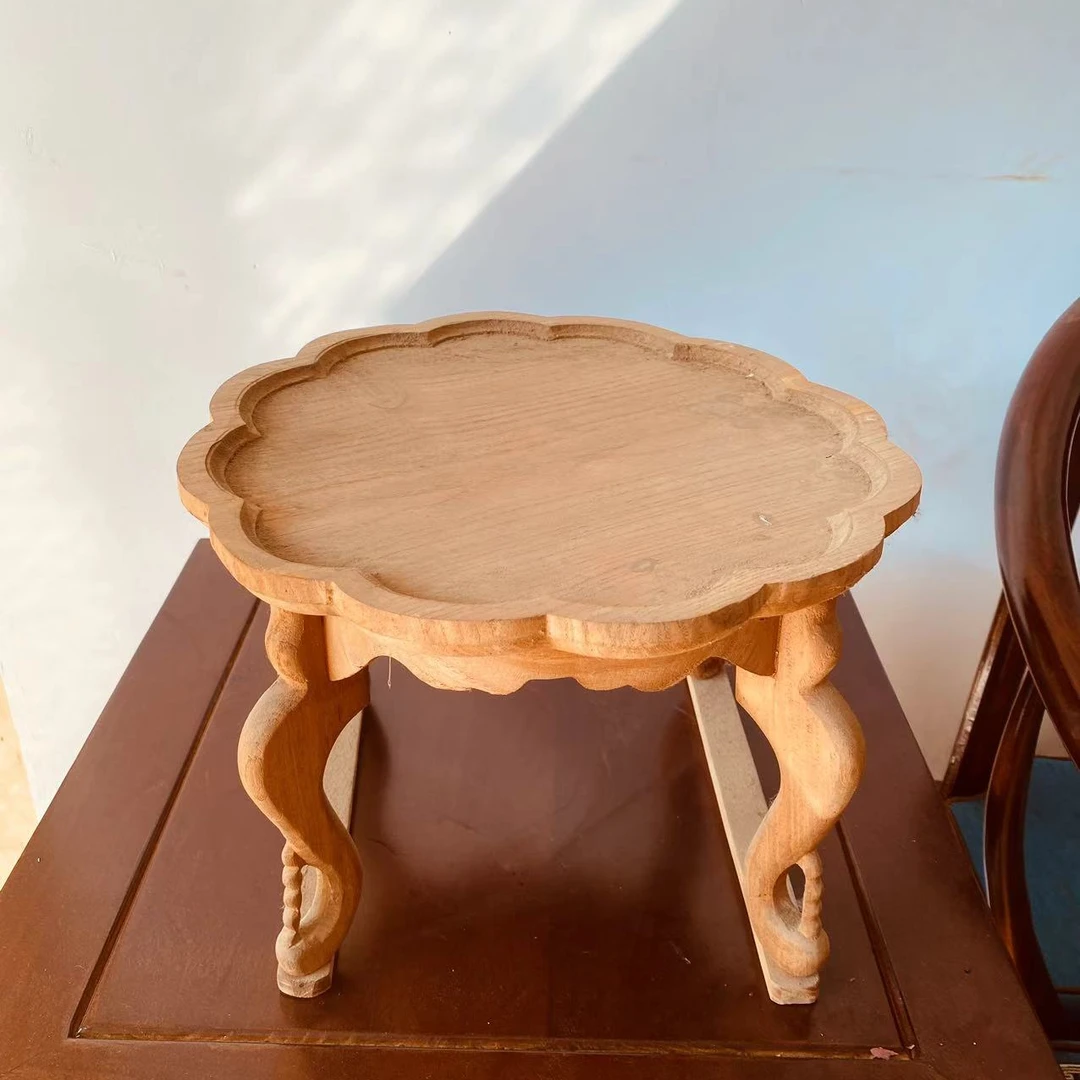 北方榆木新中式全榆木小花架客厅阳台办公室首选手工美式复古家用