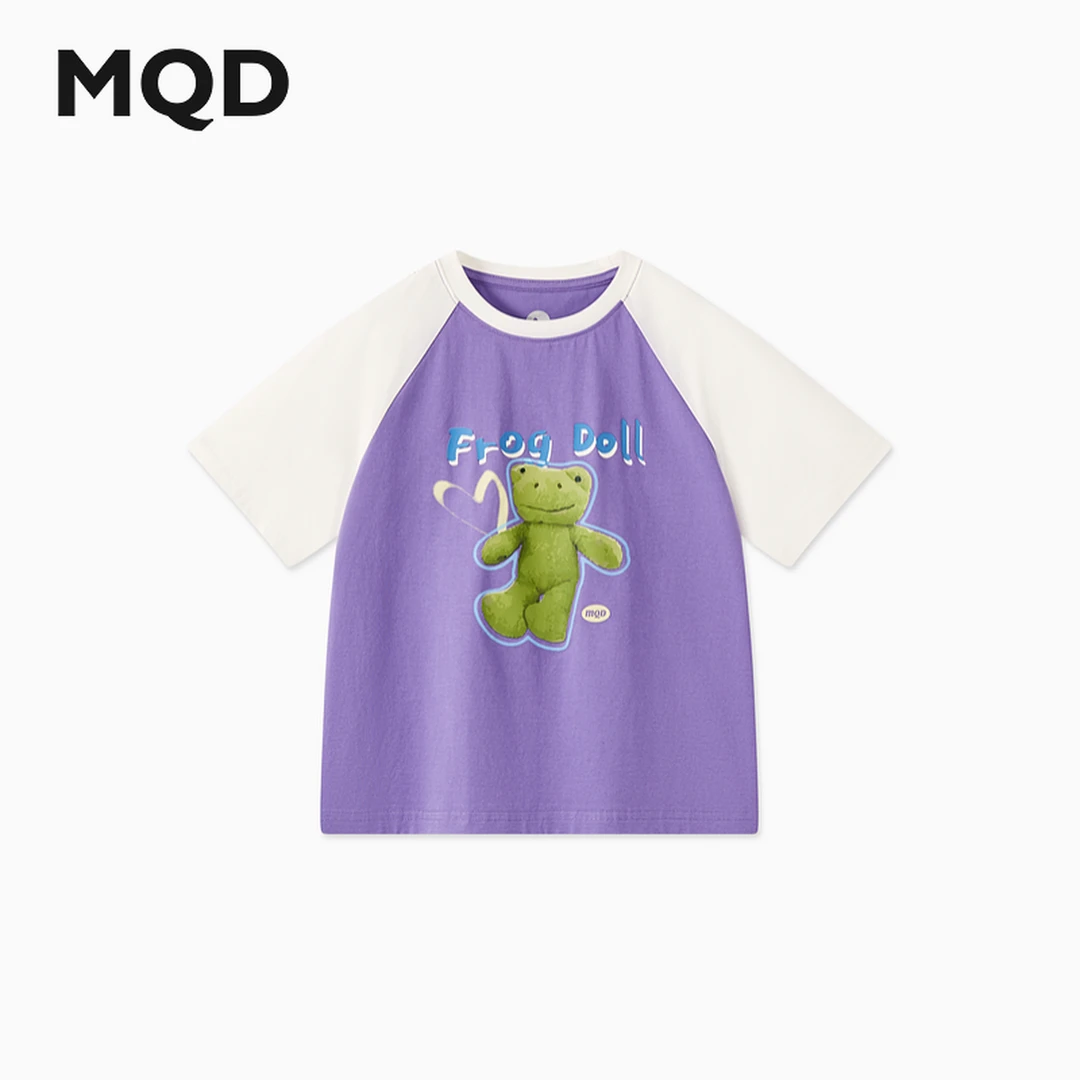 【索罗娜】MQD童装儿童24夏新款卡通撞色插肩袖短袖T恤9642W0390