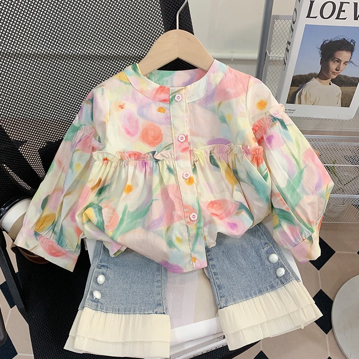 女童衬衫秋装2025新款洋气春秋款女宝宝上衣儿童公主长袖衬衣秋季