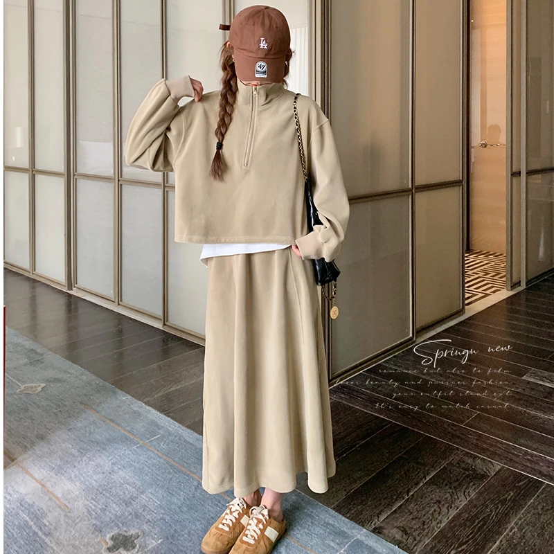 2025小众炸街高级感新款小个子舒适休闲立领澳粒绒两件套卫衣套装