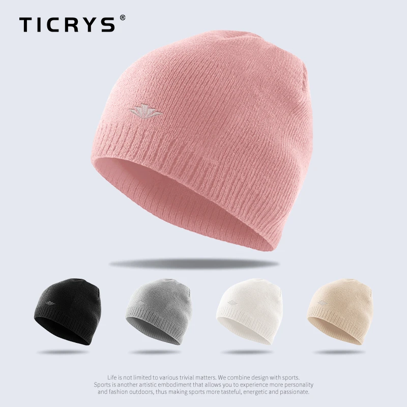 TICRYS帽子男秋冬季保暖滑雪帽户外毛线帽女针织帽加厚棉帽抓绒帽