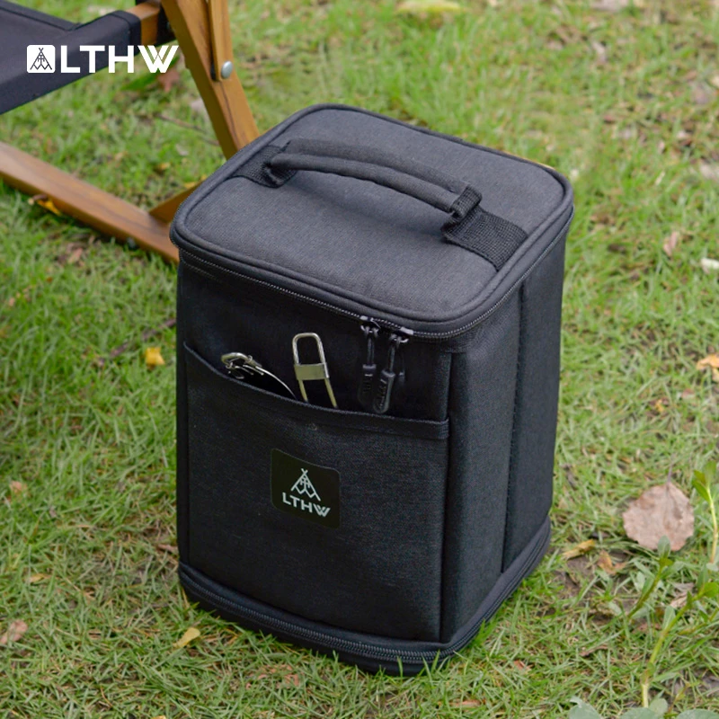 LTHW/旅腾户外长气罐收纳包加厚防撞隔热卡式炉铝箔内胆防污黑色