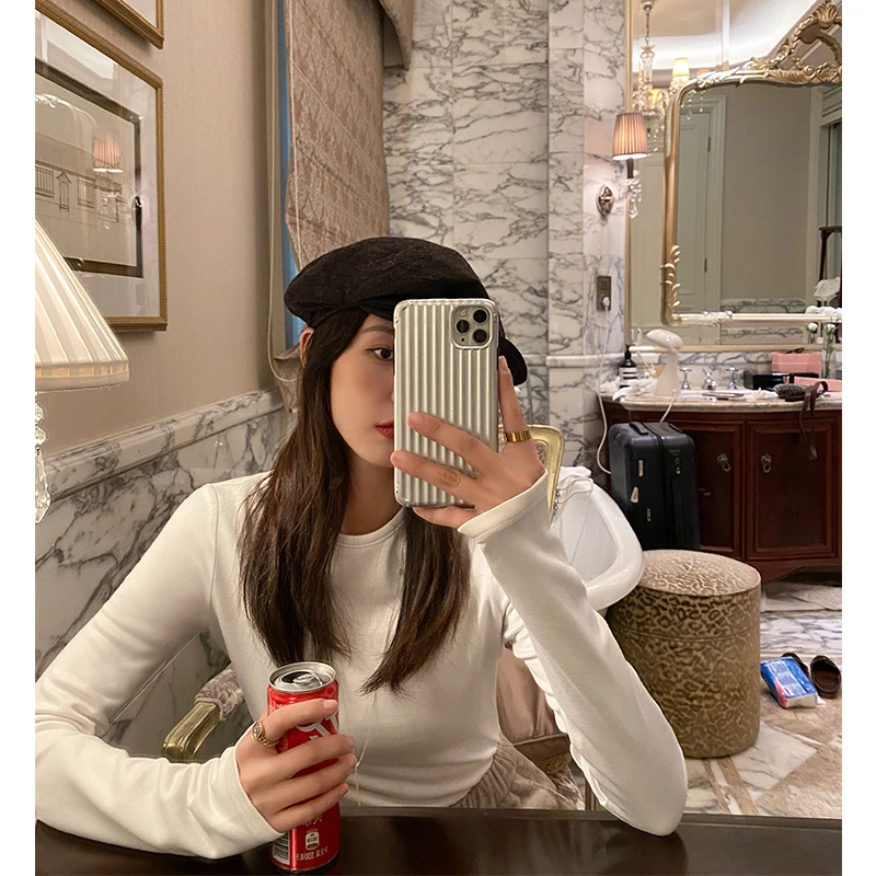 ADA MISS简约圆领/U领长袖加绒加厚醋酸羊毛T恤打底上衣女冬新款