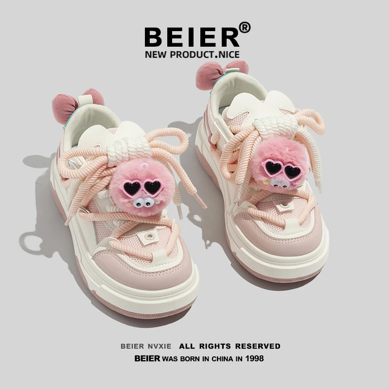 BEIER2024春季新款休闲板鞋平底鞋女学生ins百搭小白鞋运动鞋2126