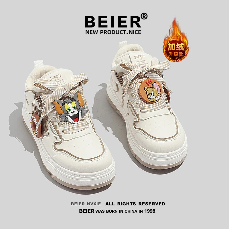 BEIER星星加绒保暖二棉鞋女2025网红爆款ins潮百搭高帮休闲鞋B506