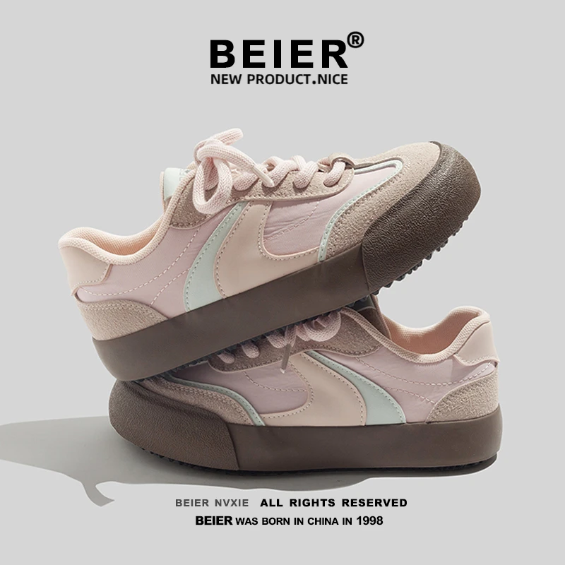 BEIER小众厚底小白鞋百搭学生ins休闲板鞋女新款面包鞋子女鞋6791