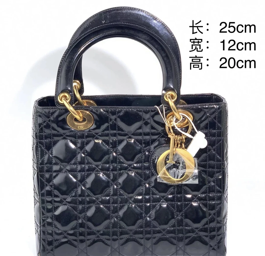 95新  95新 Dior/迪奥 迪奥五格戴妃黑金斜挎包-K189