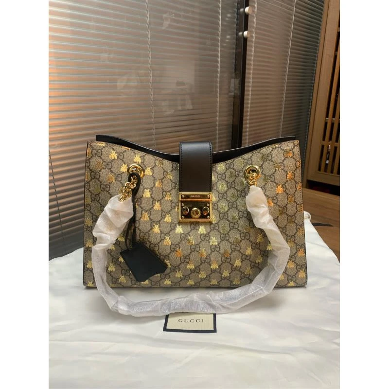 95新 GUCCI/GUCCI 古驰大号小蜜蜂款月光宝盒包托特包/gy