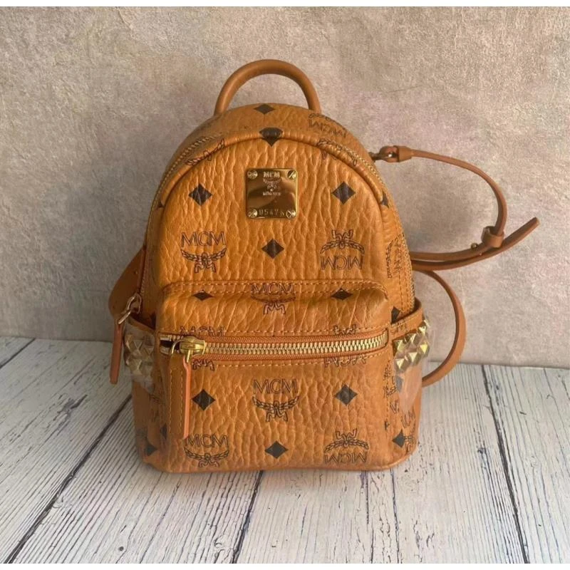 95新  95新 MCM Mcm超mini干邑色双肩包