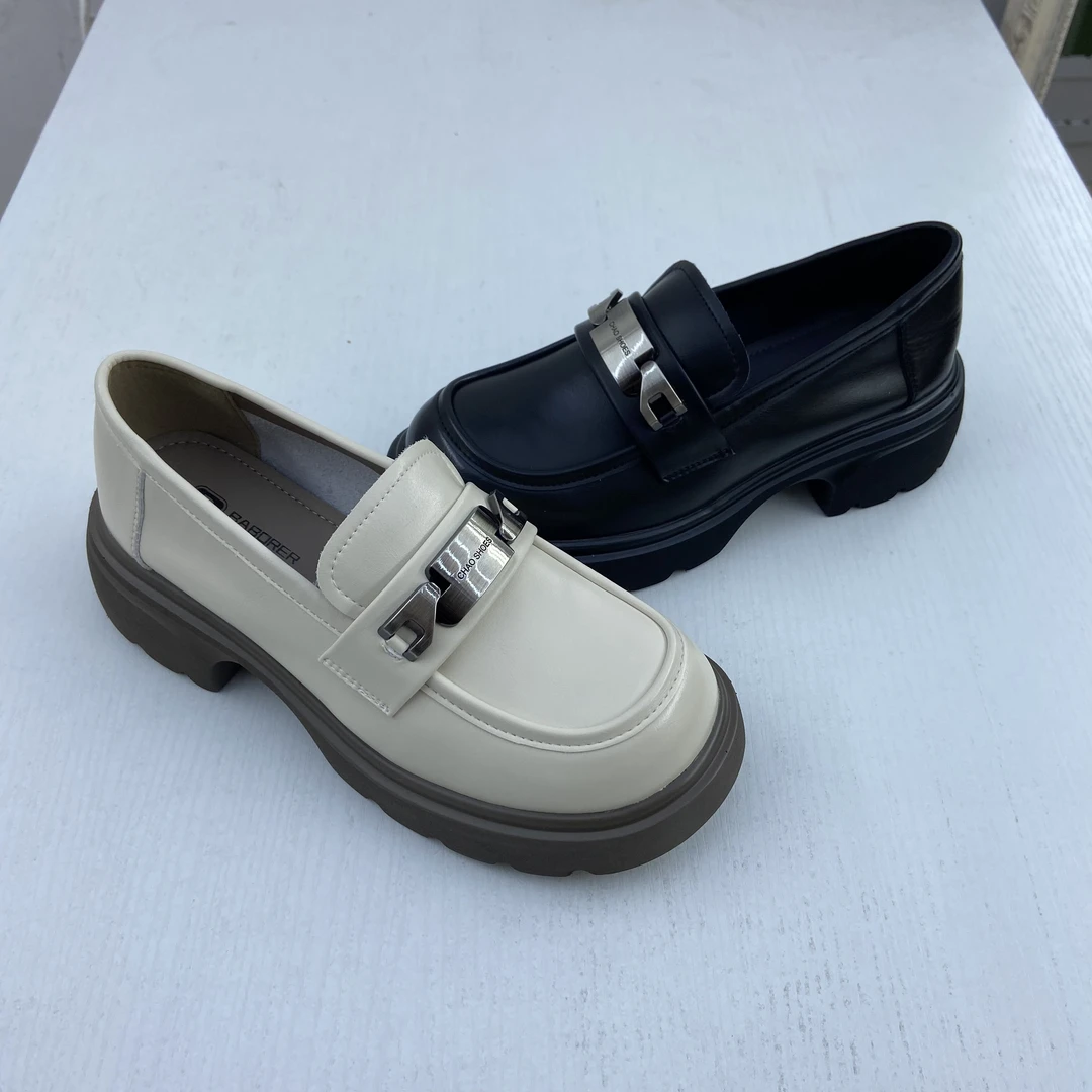 2024年新款单鞋女浅口松糕厚底英伦风小皮鞋女百搭时尚鞋 1241083